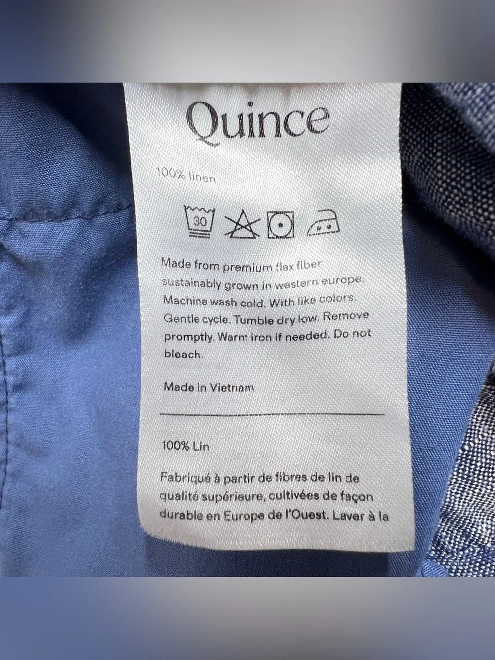 Quince Men's 100% European Linen Shorts Chambray Blue Size XL 9” inseam